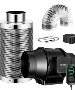 VIVOSUN Smart Air Filtration S6 Kit 6", AeroZesh S6 Inline Duct Fan with E12 Speed Controller, Carbon Filter & 8' Ducting, Cooling & Ventilation System for Grow Tents, Indoor Gardening, Hydroponics