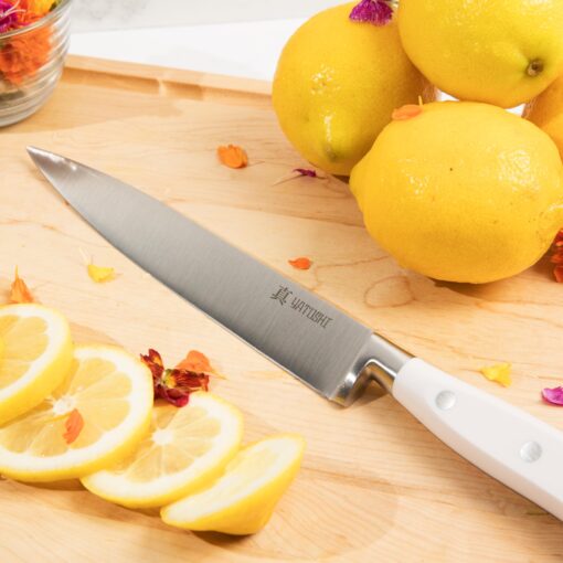 Yatoshi 15 Piece White Knife Block Set - Pro Kitchen Knife Set Ultra Sharp High Carbon Stainless Steel with Ergonomic Handle - Image 8