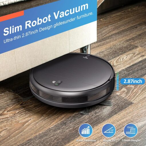 MAMNV Robot Vacuum and Mop Combo, WiFi/App, Robotic Vacuum Cleaner with Schedule, 2 in 1 Mopping Robot Vacuum with Watertank and Dustbin, Self-Charging, Slim, Ideal for Hard Floor, Pet Hair, Carpet - Image 4