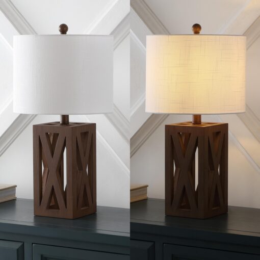 JONATHAN Y JYL1062A-SET2 Stewart 21.5" Wood LED Table Lamp Farmhouse, French Country, Rustic, Bohemian, Bedroom, Living Room, Office, College, Bookcase, Brown (Set of 2) - Image 2