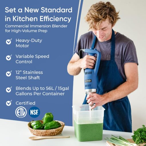 TK Commercial Immersion Blender, 500 Watt/.5 HP Variable Speed Motor, 16,000 RPM Heavy Duty with Performance Assurance - 12" - Image 9