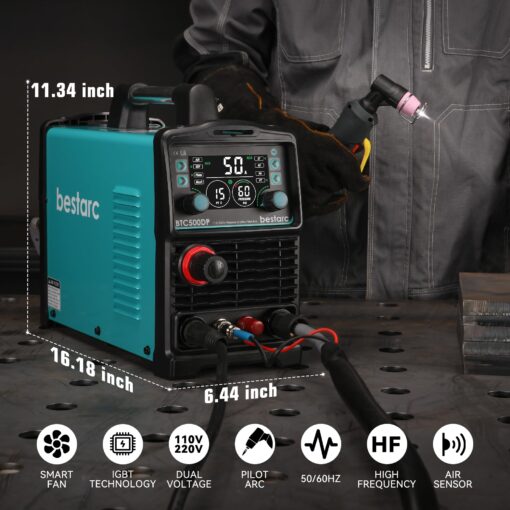 bestarc Plasma Cutter, Pilot Arc [Air Sensor Technology] 110/220V BTC500DP 10th Generation, 50Amps Screen Display Digital Plasma Cutting Machine (BTC500DP 10GEN 110/220V) - Image 3