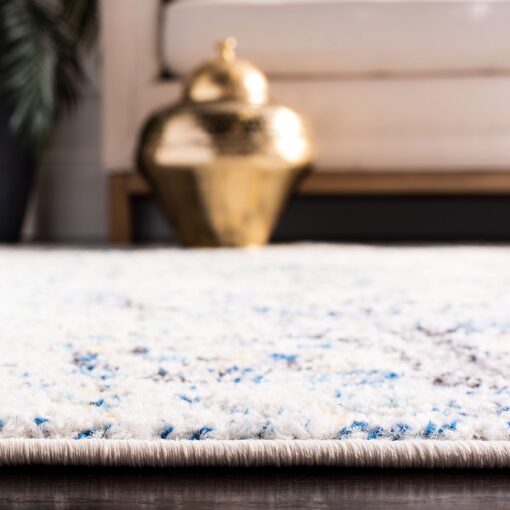 SAFAVIEH Madison Collection 11' Round Turquoise/Ivory MAD603K Oriental Snowflake Medallion Distressed Non-Shedding Dining Room Entryway Foyer Living Room Bedroom Area Rug - Image 2