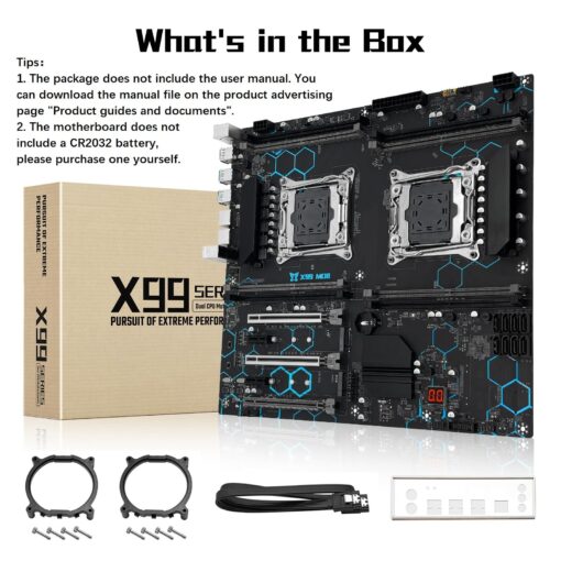 SHANGZHAOYUAN X99 Dual CPU Motherboard Intel LGA 2011-V3 Motherboard for Xeon E5 V3/V4 Series Processor (E-ATX, DDR4 Max 256GB, PCIe 3.0, NVME/NGFF M.2, SATA 6Gbps, USB 3.0, Gigabit LAN) - Image 2