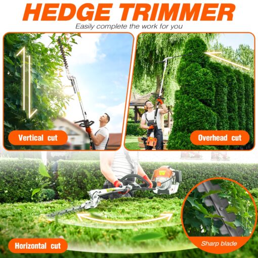 52cc 6 in 1 2-Stroke Gas String Trimmer with Gas Hedge Trimmer,Brush Cutter Gas Powered,Gas Weed Eater for Weeds and Grass - Image 2