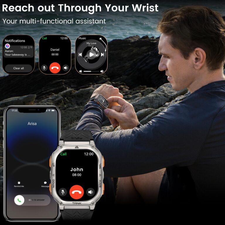 KOSPET Tank M3 Ultra Smart Watch with GPS, 5ATM Waterproof, Compass, Altitude, Air Pressure, Extra Large Battery, Full Stainless Steel, Bluetooth Call, 1.96'' AMOLED Always-on Display, AI Voice - Image 6
