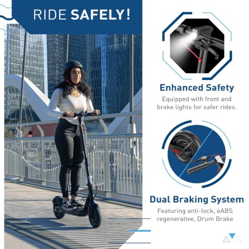 Hiboy 430W Peak Motor Electric Scooter, 10" Tires,17 Miles Range, 19 MPH Speed, Dual Brake System, Electric Scooter Adults Commuting & Urban Travel - Image 6