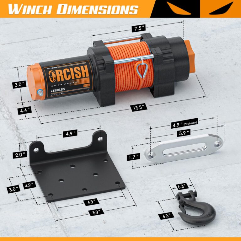 ORCISH 4500 lb 12V DC Waterproof Electric Winch, ATV/UTV Winch Kit for Towing, 1/4"×50' Synthetic Rope with Both Wireless Handheld Remote and Corded Control Recovery, Easy Assembly Winches - Image 5