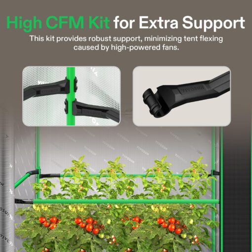 VIVOSUN P558 60"×60"×80" PRO Grow Tent, with Thick 1 inch Poles, Strengthened High Reflective Mylar Oxford Fabric, Extra Hanging Bars & High CFM Kit for Hydroponics Indoor Plant for AeroLight A200SE×3 - Image 8
