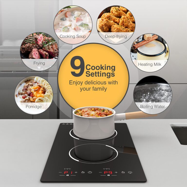 GIHETKUT Double Induction Cooktop, 110V Electric Cooktop 2300W Electric Stove Top with 2 Burner Independent Control, Ultrathin Body, 9 Temperature, Multiple Power Levels, 2 Hour Timer, Safety Lock - Image 6