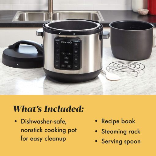 Crock-Pot 8-Quart Multi-Use XL Express Crock Programmable Slow Cooker and Pressure Cooker with Manual Pressure, Boil & Simmer, Stainless Steel - Image 4