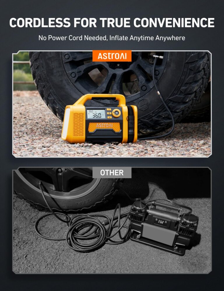 AstroAI TC3 Air Compressor Portable Tire Inflator Offroad Air Compressor for Truck 150PSI with Digital Display Air Pump for Car Heavy Duty for 4x4 Vehicle, RV, SUV, Car Accessories Yellow - Image 3