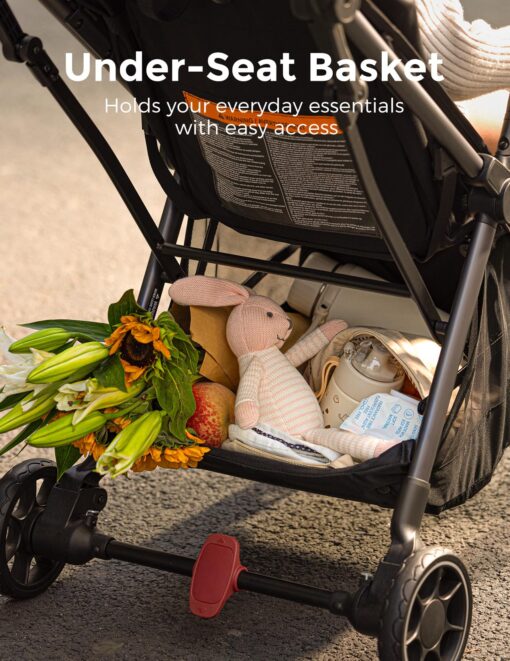 Momcozy ClickGo Lightweight Stroller, Compact Travel Stroller for Airplane with One-Click Fold, Baby Stroller and Toddler Stroller with Large Canopy for Kids from 0 Months, Extendable UPF50+ Canopy - Image 4