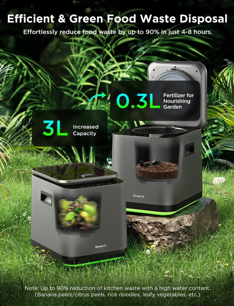 GoveeLife Smart Electric Composter for Kitchen, 3L Compost Bin Indoor with App & Voice Control, Auto-Cleaning, 3 Modes, Turn Food Waste to Fertilizer for Garden, Food Waste Compost Machine - Image 8