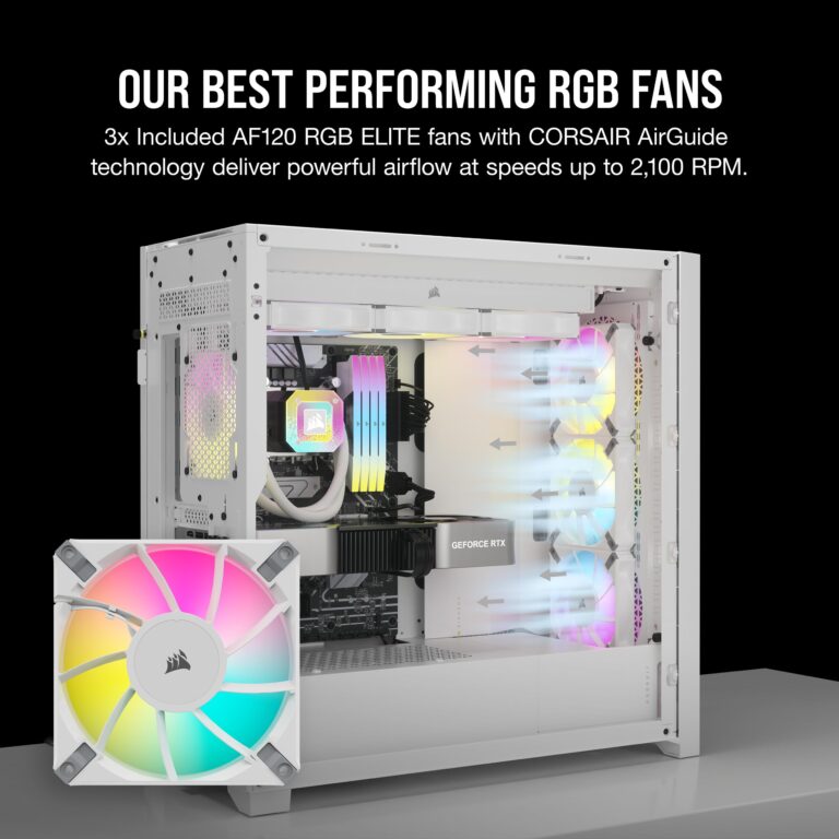 Corsair 5000D Airflow Mid-Tower Case - 3 RGB Fans - Lighting Controller - High-Airflow Design - RapidRoute Cable Management - True White - Image 5