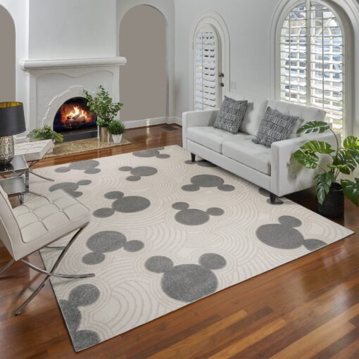 Gertmenian Disney Mickey Mouse Rug, Textured Floor Mat, Home Décor for Living Room, Dining Room Playroom Study Area, 5x7 Standard, Gray White Ivory Ear Icon, 34369 - Image 3