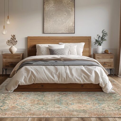 Bavni Area Rug 9X12 Machine Washable Vintage Distressed Print Ultra-Thin Chenille Hallway Bedroom Kitchen Entrance Accent Rug, Low Pile Lightweight Non Slip with Gripper, Clay - Image 7