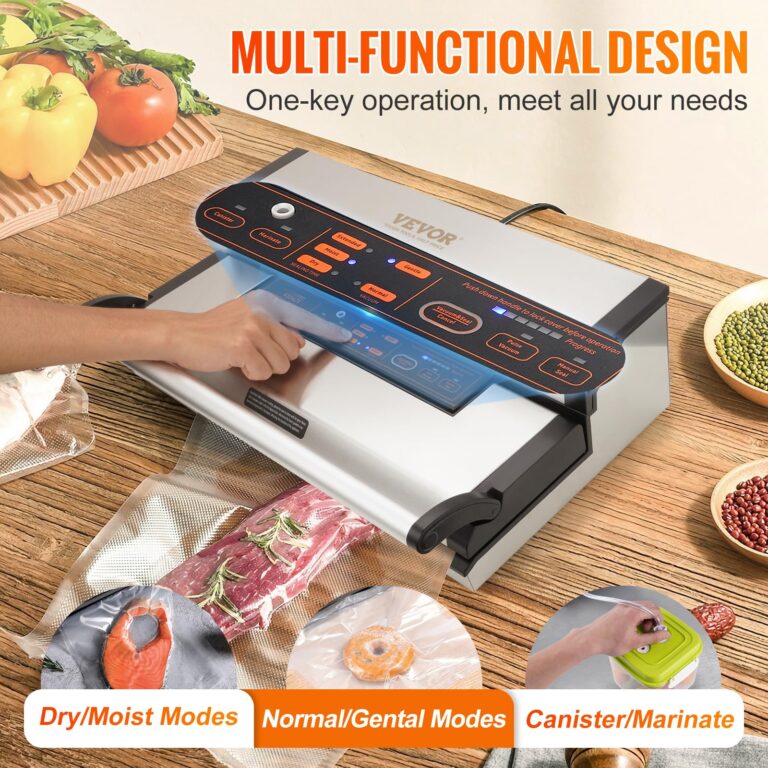 VEVOR Vacuum Sealer Machine, 95Kpa 350W Powerful Dual Pump and Dual Sealing, Dry and Moist Food Storage, Automatic and Manual Air Sealing System with Built-in Cutter, with Seal Bag and External Hose - Image 8