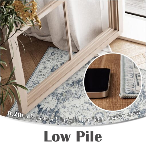 jinchan Area Rug 8x10 Washable Living Room Rug Vintage Soft Indoor Large Floor Cover Retro Distressed Mat Accent Lightweight Non-Slip Thin Carpet for Kitchen Bathroom Bedroom Grey - Image 8