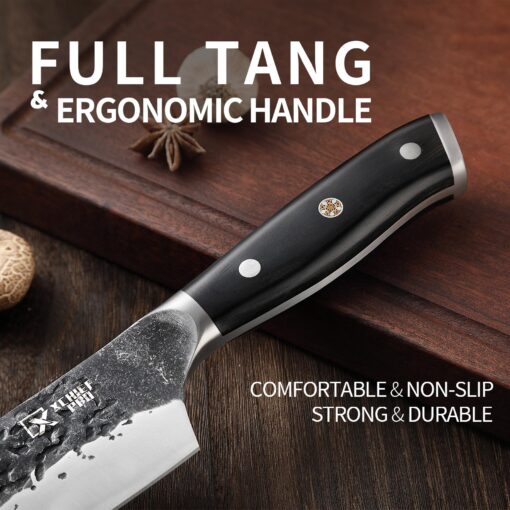 XCHIEF PRO Chef Knife Set, Hand Forged Meat Boning Carving Cleaver Butcher Knife, High Carbon Steel Japan Nakiri Santoku Knife Set with Accessories for Kitchen, BBQ Camping Knives Set with Bag - Image 5