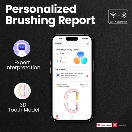 Oclean X Ultra S Electric Toothbrush with Screen Display, IPX7 Travel Toothbrush for Adults with 3 Brush Heads & Case, Smart Touchscreen - Image 3