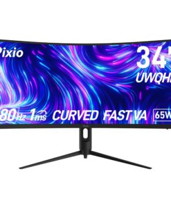 Pixio PXC348C Neo 34 inch 180Hz Refresh Rate UWQHD 1440p Ultrawide Resolution 1000R Curve Fast VA Panel 1ms Response Time USB-C Displayport 65W Charging AMD FreeSync Premium HDR Curved Gaming Monitor