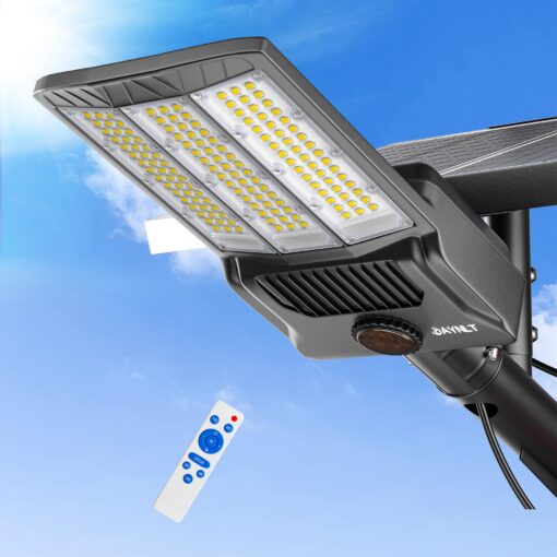 JAYNLT Y-9800W Solar Street Lights Outdoor, 750000LM 6500K High Powered Commercial Parking Lot Lights Dusk to Dawn, Waterproof Solar Security Flood Lights with Remote for Driveways, Basketball Courts