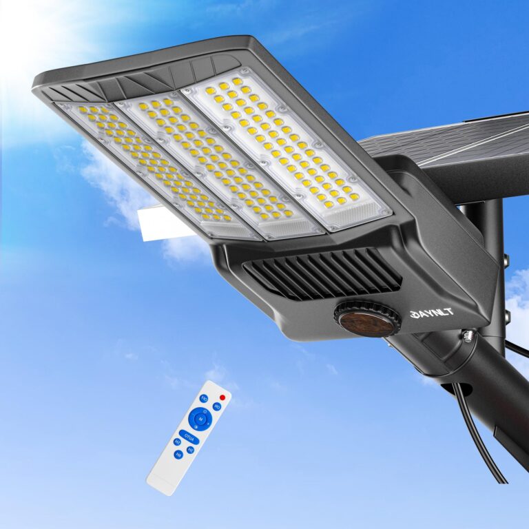 JAYNLT Y-9800W Solar Street Lights Outdoor, 750000LM 6500K High Powered Commercial Parking Lot Lights Dusk to Dawn, Waterproof Solar Security Flood Lights with Remote for Driveways, Basketball Courts