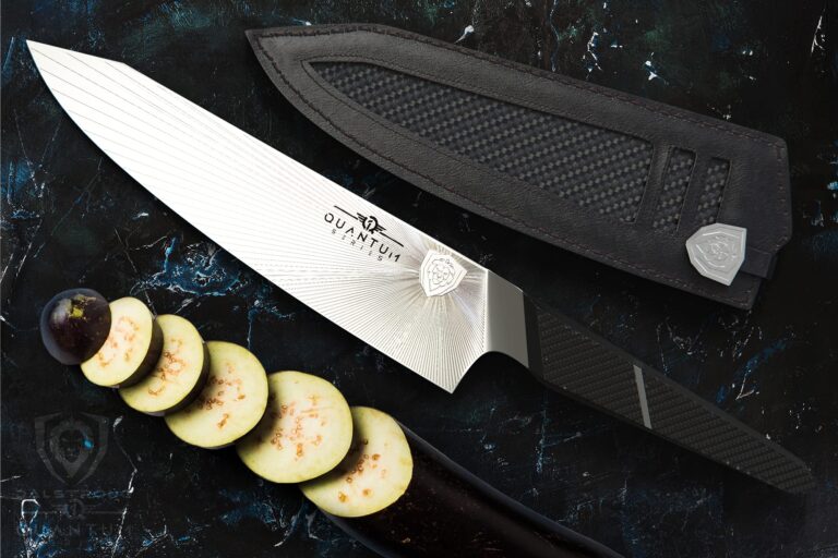 Dalstrong Chef Knife - 8.5 inch - Quantum 1 Series - Ultra-Sharp - American Forged BD1N-VX Hyper Steel - Carbon Fibre G10 Hybrid Handle - Premium Kitchen Knife - Leather Sheath - Image 3