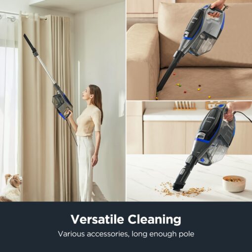 Eureka Corded Stick Vacuum Cleaner for Home Pet Hair, Lightweight Vacuum Cleaner with Powerful Suction for Carpet Tile and Hard Floor, Blue, NES520BL 2-in-1 Flash Handheld Vac - Image 2