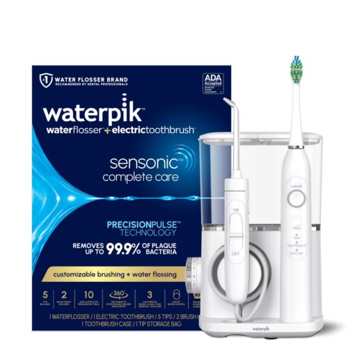 Waterpik Sensonic Complete Care Water Flosser and Rechargeable Electric Toothbrush Combo Set for Teeth Cleaning and Flossing, CC-04, White, Packaging May Vary