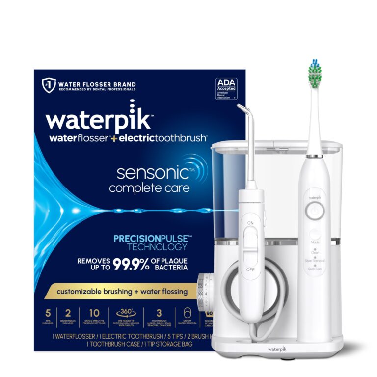 Waterpik Sensonic Complete Care Water Flosser and Rechargeable Electric Toothbrush Combo Set for Teeth Cleaning and Flossing, CC-04, White, Packaging May Vary