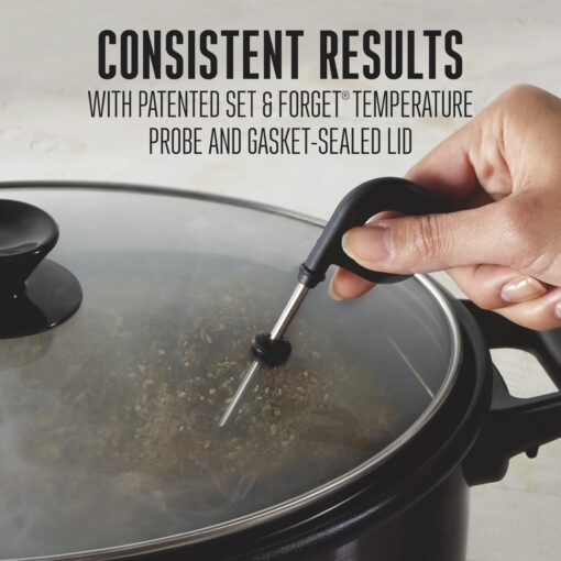 WESTON 2-in-1 Programmable Slow Cooker & Electric Indoor Smoker, 6 Quart, 3-Tier Smoking Rack for Meat, Cheese and More, Dishwasher Safe Crock, Temperature Probe, Includes 16 oz. Party Dipper, Black - Image 3