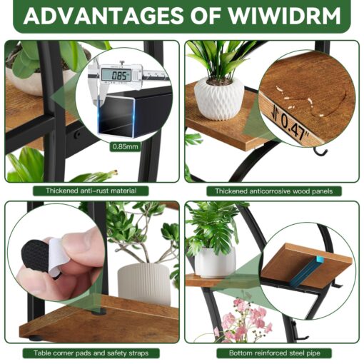 WIWIDRM Plant Stand Indoor with Grow Light,65" Tall Plant Stand for Indoor Plants Multiple,8 Tiered Metal Plant Shelf Indoor,Large Plant Rack Display Shelves,Half Moon Plant Holder for Living Room - Image 4