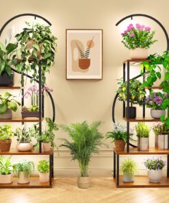 Plant Stand Indoor with Grow Lights, Large Plant Stands for Indoor Plants Multiple, 67" Tall Plant Shelf Indoor, 10 Lights Tiered Plant Holder, Lighted Corner Plant Stand for Home Decor (Left & Right)