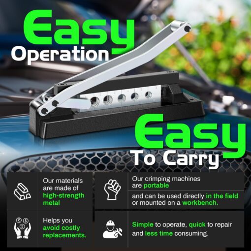 Heavy Duty Standard Hose Crimper, Hose Crimping Tool, with Ferrules (50PK) 0.593 Inch ID x 1 Inch & 0.656 Inch ID x 1 Inch for 1/4, 5/16, 3/8 Inch PVC and rubber hoses, Air Hose Crimping Tool - Image 4