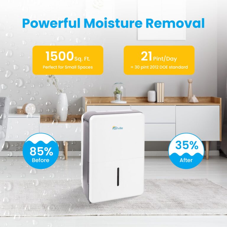 Senville 20 Pint Dehumidifier, Energy Star Certified, Washable Filter, Ideal for Basements, Bedroom, Living Space, Energy Star, Washable Filter, Up to 1,500 Sq. Ft., White - Image 3