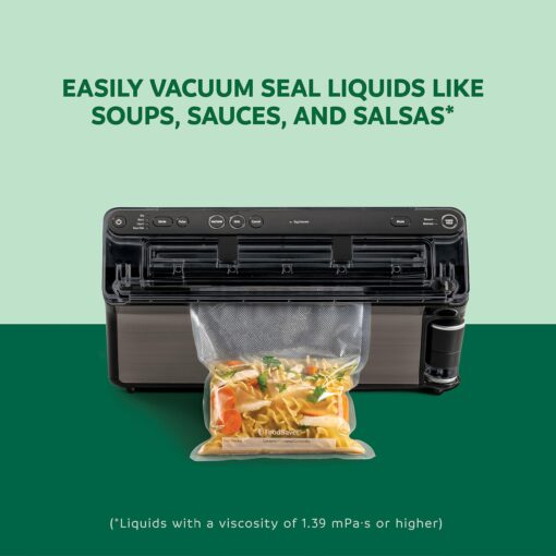 FoodSaver® Elite All-in-One Liquid+™ Vacuum Sealer with Bags, Rolls, and Accessories, Dark Stainless Steel - Image 7