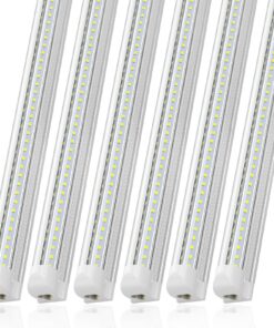 JESLED LED Shop Light 8FT, 72W 6500K Cool White, 9000LM High Output, V Shape, T8 Linkable 8 Foot LED Tube Lights for Garage, Warehouse, Plug and Play, Clear Cover (6-Pack)