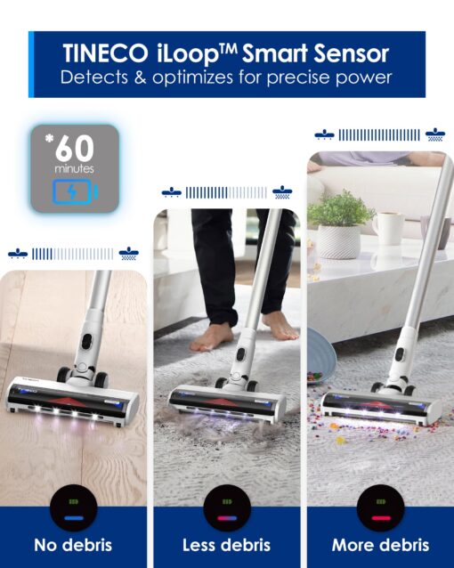 Tineco Pure ONE Station Cordless Vacuum Cleaner with 3L Auto Dust Base, Smart Stick Vacuum Cleaner Powerful Suction & Lightweight, ZeroTangle Brush for Hard Floor, Carpet & Pet Hair, White - Image 5