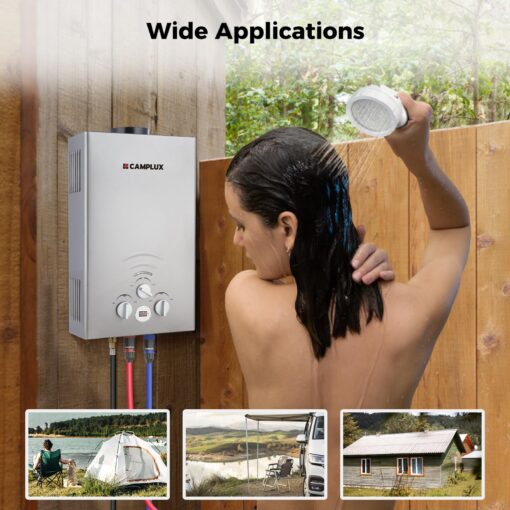 CAMPLUX Tankless Water Heater, 2.11GPM Portable Water Heater for Camping, 55,000 BTU Propane Hot Water Heater Outdoor, BW211G, Grey - Image 7