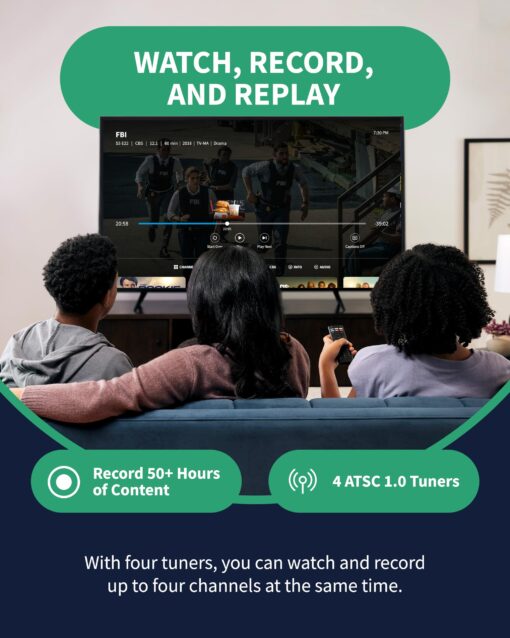 Tablo 4th Gen 4-Tuner Over-The-Air (OTA) DVR + 35-Mile Indoor TV Antenna - Watch, Pause & Record Live TV, News, Sports & Movies Throughout Your Home Over Wi-Fi - 50+ Hrs Recording - No Subscriptions - Image 6