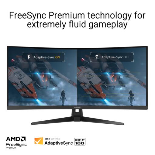 ASUS TUF Gaming 34” Ultra-Wide Curved Monitor (VG34VQ3B) – 21:9 QHD (3440x1440), 180Hz, 1ms, Extreme Low Motion Blur Sync, FreeSync Premium, Speaker, 90% DCI-P3, DisplayWidget Center, 3 yr Warranty - Image 5