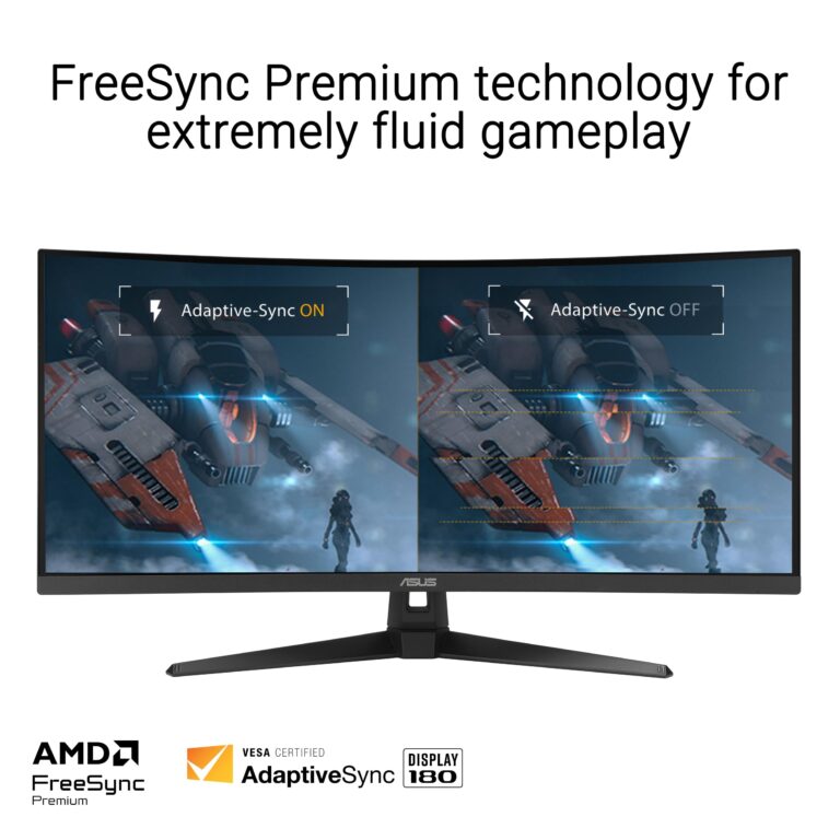 ASUS TUF Gaming 34” Ultra-Wide Curved Monitor (VG34VQ3B) – 21:9 QHD (3440x1440), 180Hz, 1ms, Extreme Low Motion Blur Sync, FreeSync Premium, Speaker, 90% DCI-P3, DisplayWidget Center, 3 yr Warranty - Image 5