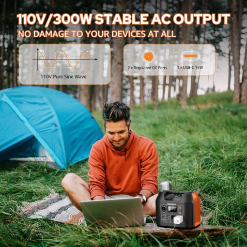 EnginStar Portable Power Station 300W 296Wh Battery Bank with 110V Pure Sine Wave AC Outlet for Outdoors Camping Hunting and Emergency, 80000mAh Backup Battery Power Supply for CPAP - Image 3