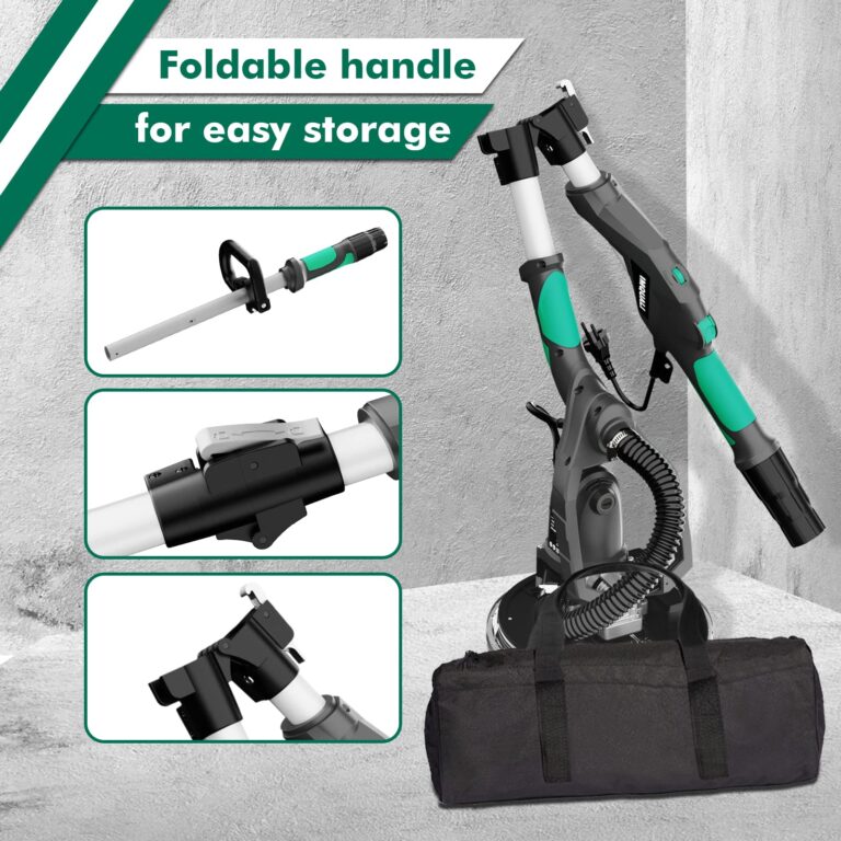 Electric Drywall Sander with Vacuum Dust Collector, IMQUALI® 9.5A 1050W Floor Sanders for Wood Floor with Variable Speed 600-2600RPM, Extendable Handle, LED Light, 12pcs Sanding Discs, Green, IM03 - Image 5