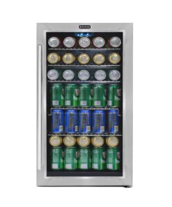 Whynter Beverage Refrigerator with Double-Layer Glass Door, 127-Can Freestanding Drink Mini Fridge, BR-130SB, 3.1 Cubic Feet, Stainless Steel