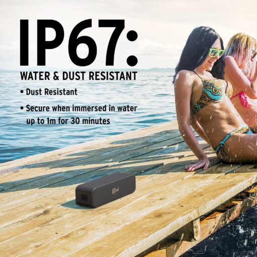 Klipsch The Detroit Portable Bluetooth Speaker with Dual 1" tweeters and 3" woofers, IP67 dust and Waterproof Rating, 20 Hours of Playtime for a Premium Live Concert Experience - Image 3