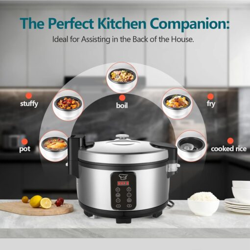 Large 15L Commercial rice cooker 84 cups cooked / 32 cups uncooked rice Electiric Rice Cooker & Rice Warmer | Automatic Warm | Stainless Steel | with One-Touch Operation - Image 8