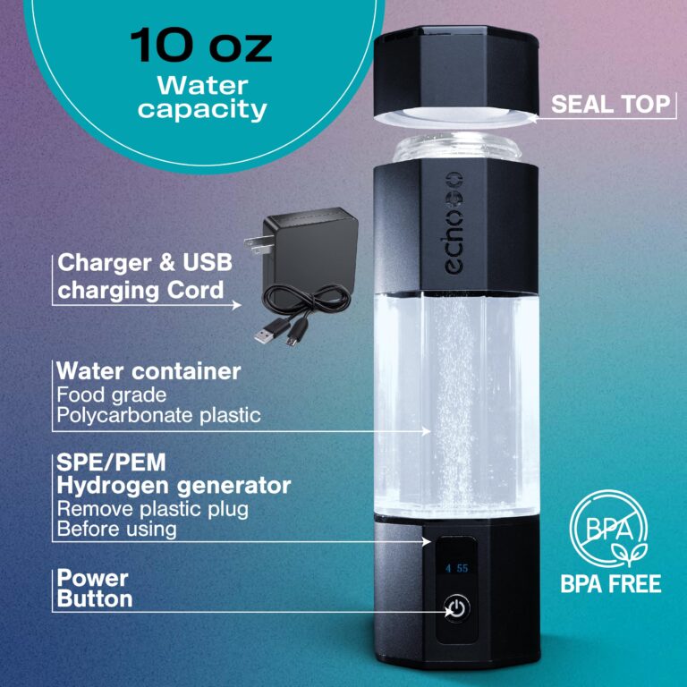 Echo Go+ Hydrogen Water Bottle - Water Ionizer Up to 4.5PPM - SPE & PEM Hydrogen Water Generator - Alternative to Hydrogen Water Pitcher - Image 3